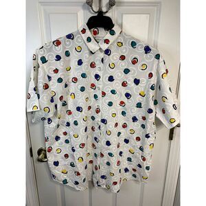 Vintage Combinations Printed Dots & Swirls Button Down Shirt - No Size (XL/XXL)